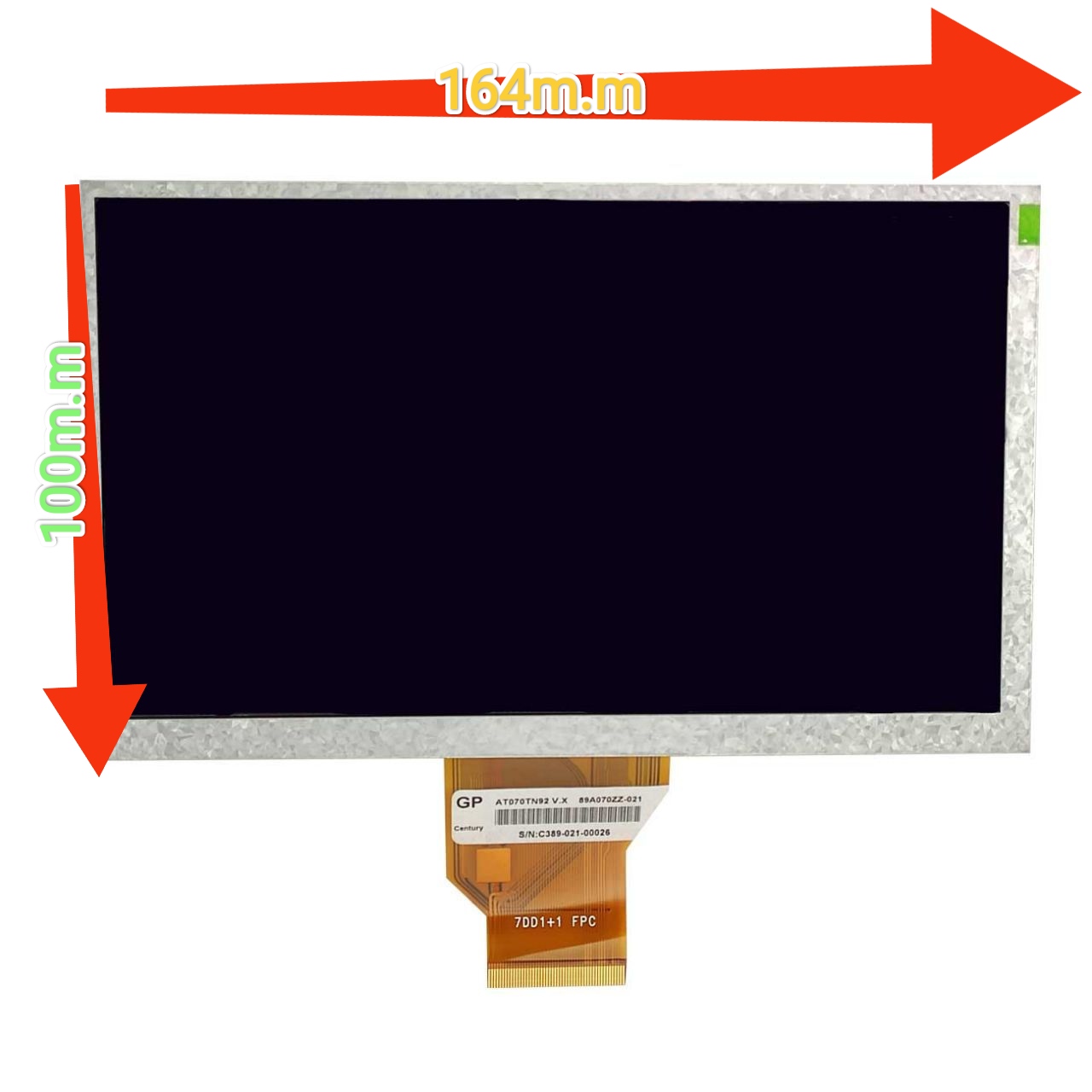 ابعاد نمایشگر 7 اینچ | Screen size 7 inches