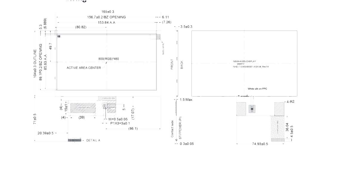 دیتا شیت نمایشگر 7 اینچ | 7 inch display data sheet