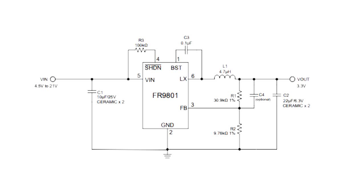 مدار کاربردی معمولی آی سی FR9801 | Common application circuit of IC FR9801 